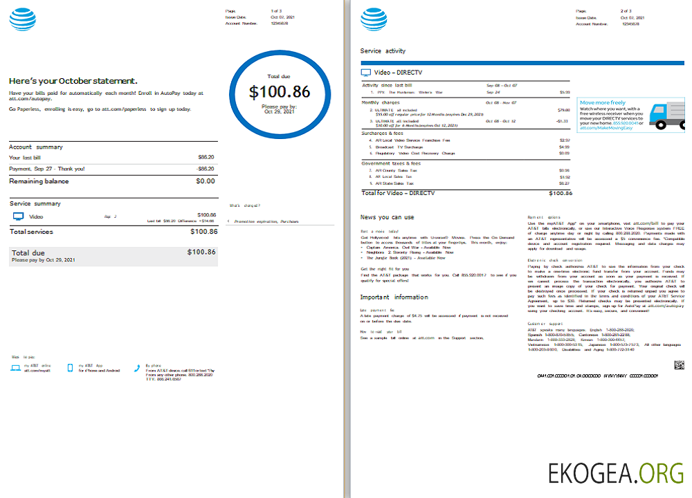 Facture AT&T aux États , Unis